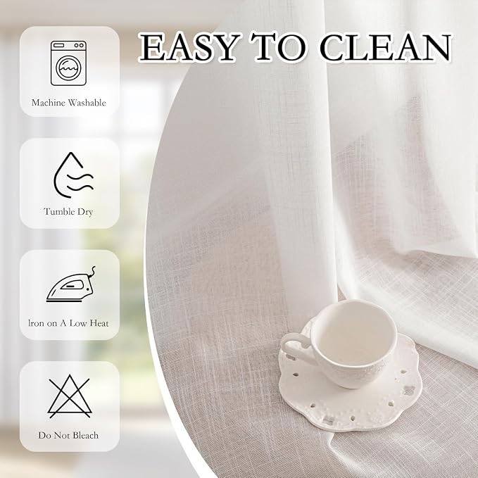 MYSKY HOME Floor to Ceiling Curtains 108 Inches White Sheer Window Drapes - Image 7