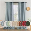 MIULEE Dusty Blue Linen Curtains 108 Inches Long 2 Panels by MIULEE