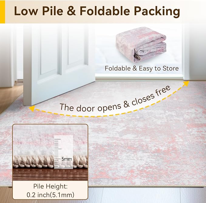 Washable Area Rugs Square 8ft Non-Slip Modern Abstract Soft - Image 4