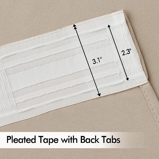 MIULEE Taupe Back Tab Blackout Curtains 108 Inch Long 2 Panels Set - Image 4