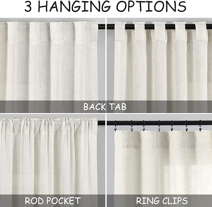 Nanspring Extra Long Curtains 2 Panels 128 Inches Long - Image 2