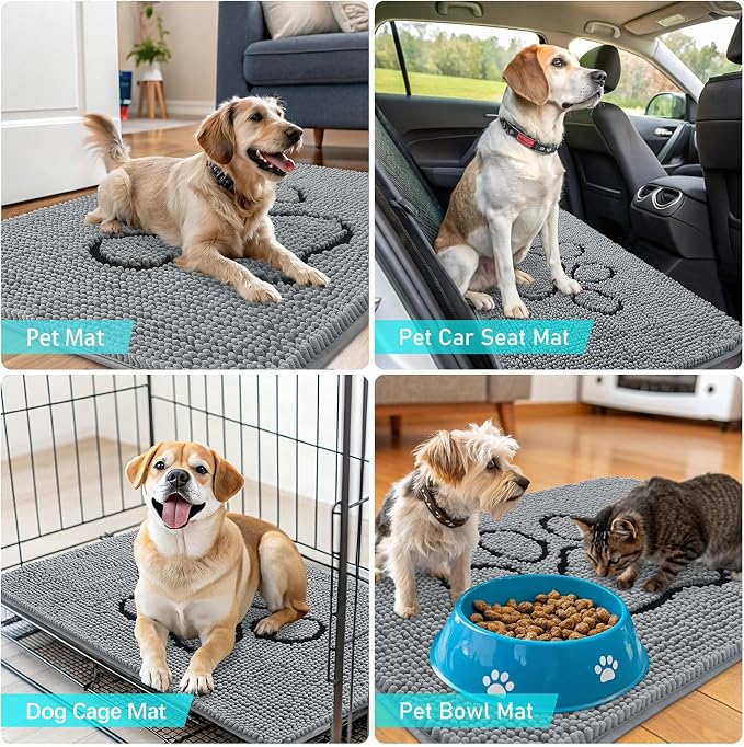 OLANLY Dog Door Mat for Muddy Paws 34x21, Paw Print Design, Absorbs Moisture - Image 7