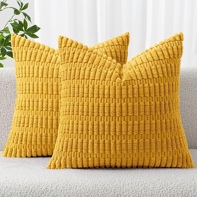 MIULEE Pack of 2 Corduroy Decorative Euro Sham Throw Pillow Covers 26x26 Inch by MIULEE