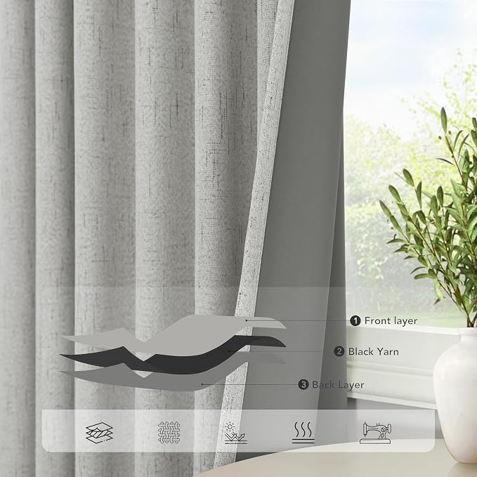 Pitalk Light Grey Blackout Curtain Panels 90 Inches Long - Image 5