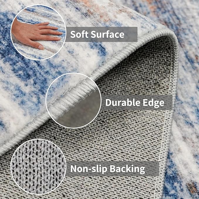 2'6''x10' Washable Runner Rugs for Hallway: Easy-to-Clean Abstract Runners for - Image 4
