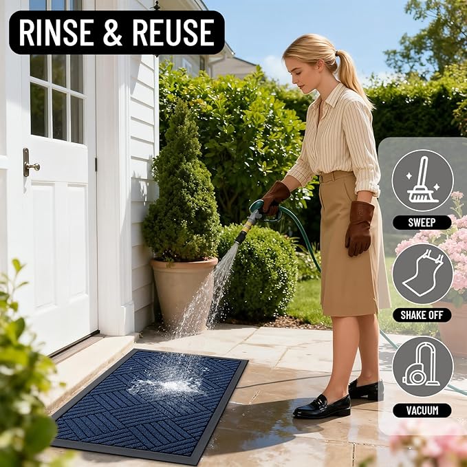 OLANLY Front Door Mat Outside Entrance 33x21, Heavy Duty Sturdy Natural Rubber - Image 7