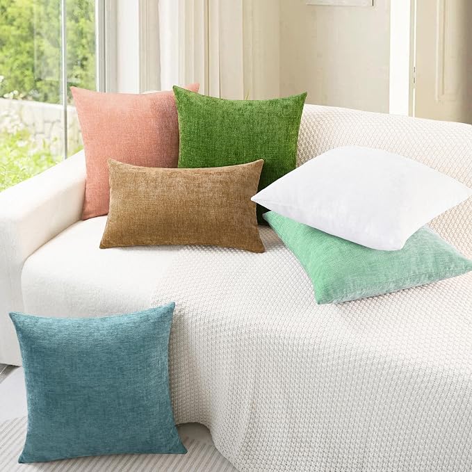 CaliTime Throw Pillow Covers Decorative 20 X 20 Inches Pack of 2 Cozy Chenille - Image 4