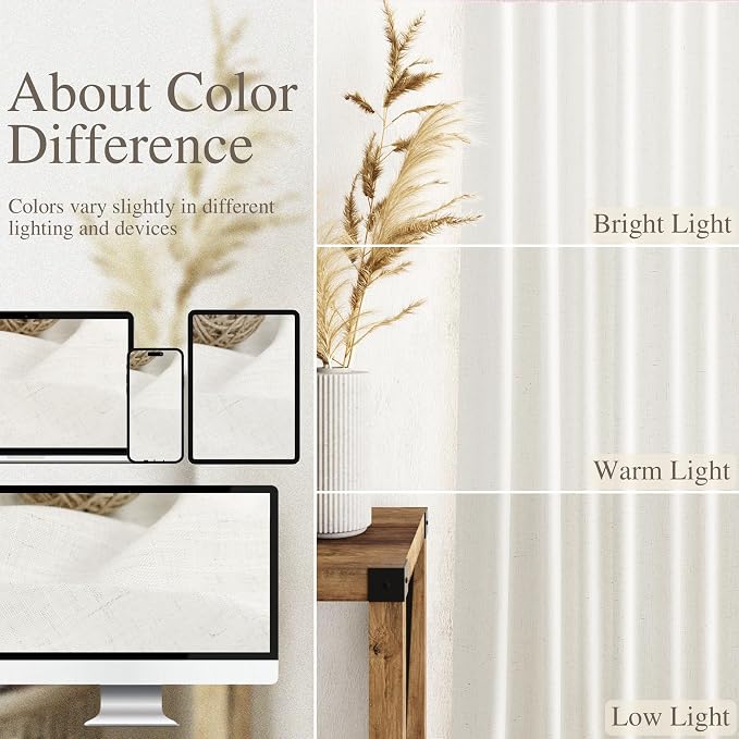 Nanspring Neutral Linen Curtains 90 Inches Long - Image 3