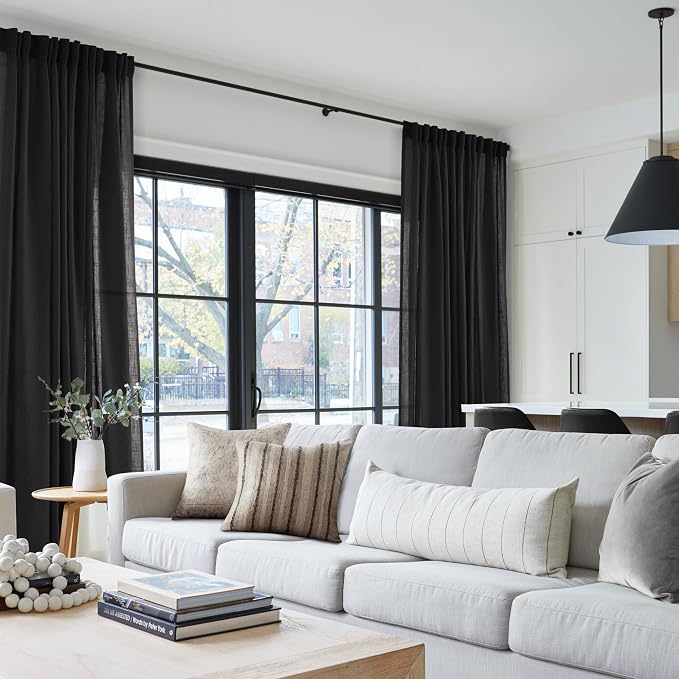 Black Linen Curtains 96 inches Long - Image 6