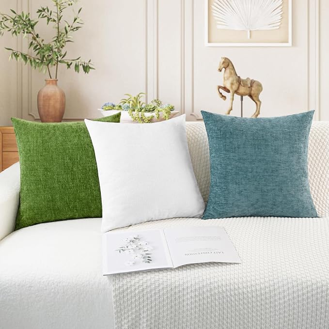 CaliTime Throw Pillow Covers Decorative 18 X 18 Inches Pack of 2 Cozy Chenille - Image 5