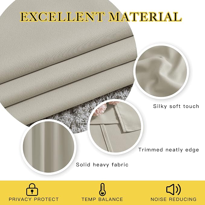 NICETOWN Blackout Bedroom Curtains 48 inches Long - Image 4