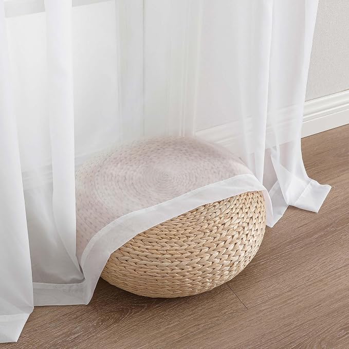 White Sheer Curtains 84 Inches Long 2 Panels Set - Image 9