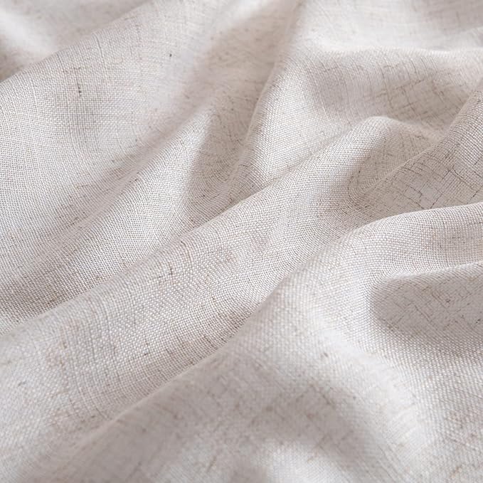 MIULEE Natural White Linen Curtains 72 Inch Length 2 Panels - Image 4