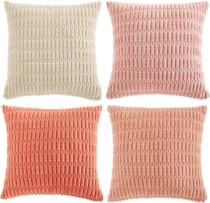 Fancy Homi 4 Packs Blush Pink Decorative Throw Pillow Covers 18x18 Inch - Image 9