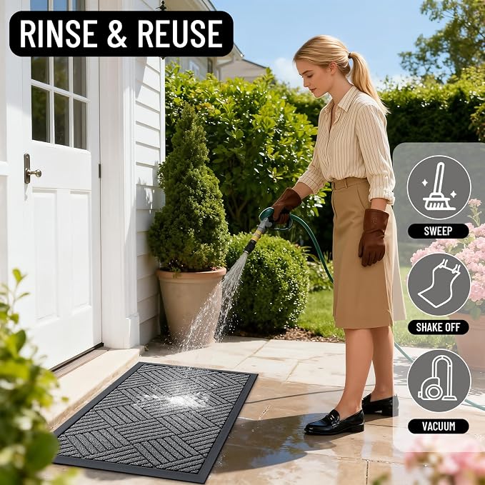 OLANLY Front Door Mat Outside Entrance 59x34, Heavy Duty Sturdy Natural Rubber - Image 7
