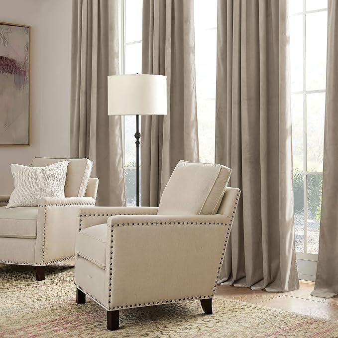 RYB HOME Camel Beige Velvet Curtains - Image 4