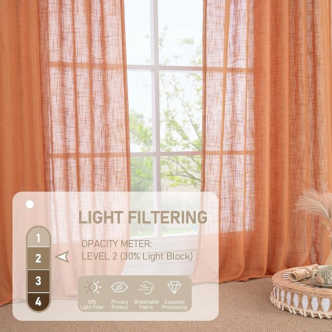 LAMIT Burnt Orange Linen Curtains - Image 4