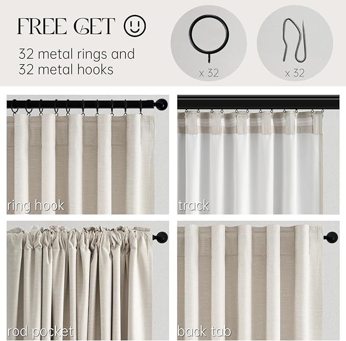 Topfinel 94 Inches Long Custom Ceiling Cream White Blackout Beige Curtains - Image 5