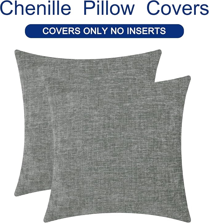 CaliTime Throw Pillow Covers Decorative 26 X 26 Inches Pack of 2 Cozy Chenille - Image 6