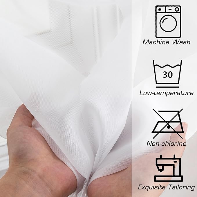 Simplebrand Rod Pocket Top Solid Voile Sheer Curtains - Image 7
