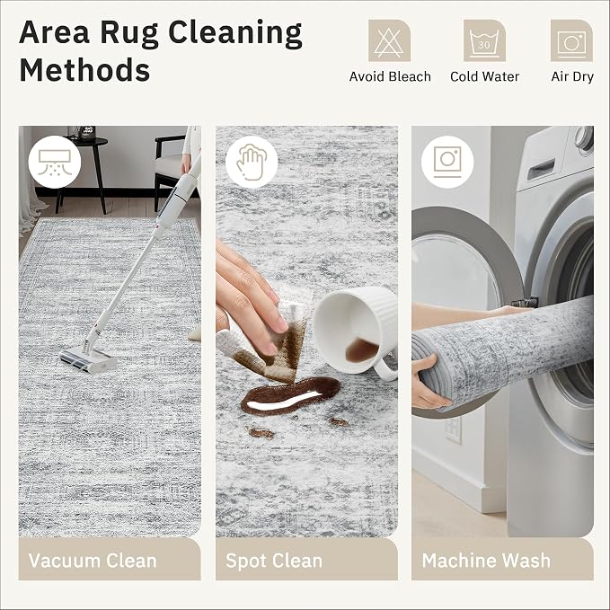 2x4 Washable Rugs for Kitchen, Powder Room Small Area Rug Non-Slip Vintage Low - Image 9