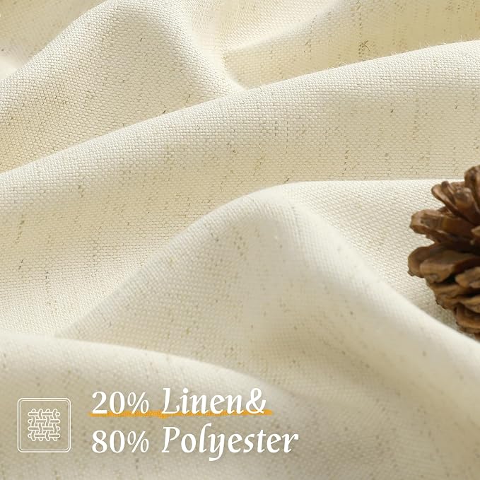 LAMIT Light Beige Linen Semi Sheer Curtains 45 Inch - Image 2