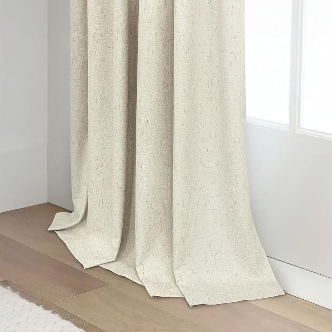Burlap Curtains 90 Inches Long for Bedroom 2 Panel 100 Percent Blackout Linen - Image 8