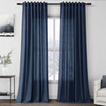 Extra Long Denim Blue Linen Curtains 120 Inch by Nanspring