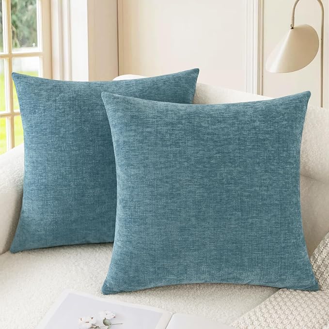 CaliTime Throw Pillow Covers Decorative 24 X 24 Inches Pack of 2 Cozy Chenille by CaliTime