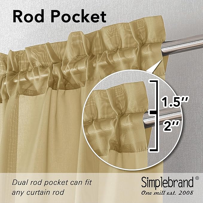 Simplebrand Gold Sheer Tier Curtains - Image 2