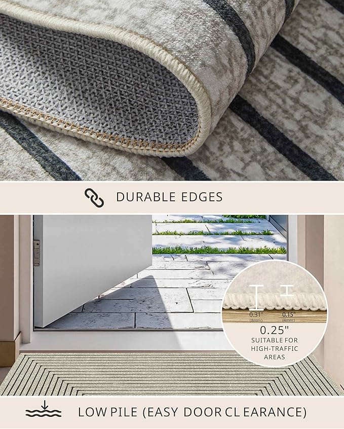 Latte&Fog 8x10 Area Rugs for Living Room, Large Beige Modern Abstract Washable - Image 5