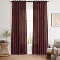 Nanspring Reddish Brown Linen Curtains 84 Inch Length 2 Panels Set by Nanspring