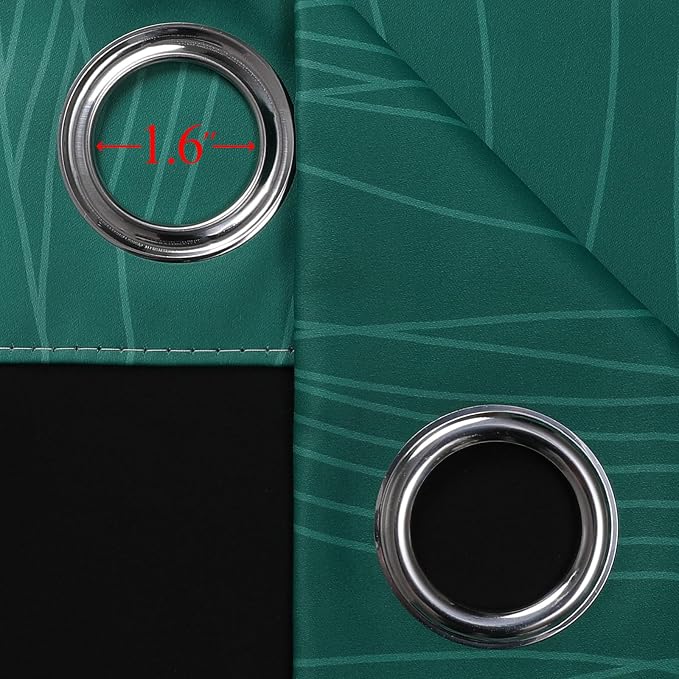 Estelar Textiler Green and Greyish White Blackout Curtains, Full Light Blocking - Image 7