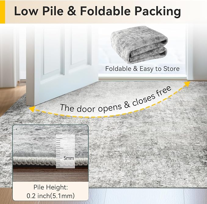 Washable Area Rugs Square 8ft Non-Slip Modern Abstract Soft - Image 4