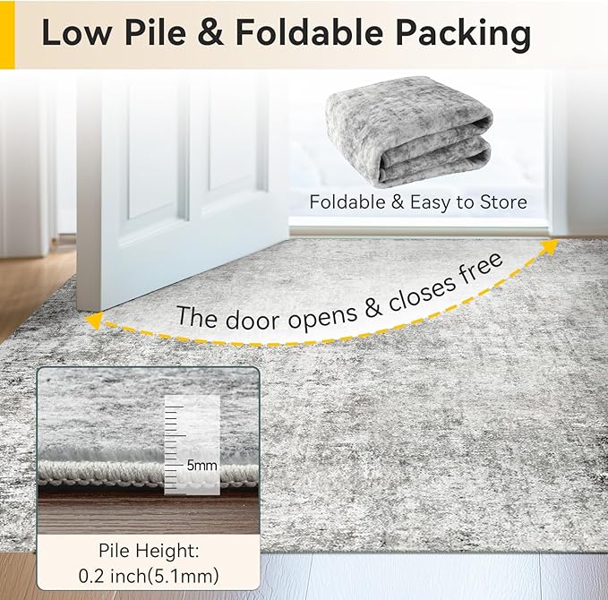 Washable Area Rugs 8'x10' Non-Slip Modern Abstract Soft - Image 7