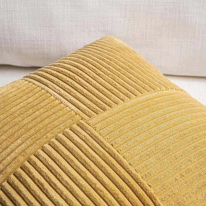 Fancy Homi 2 Packs Mustard Yellow Lumbar Decorative Throw Pillow Covers 14x22 - Image 3