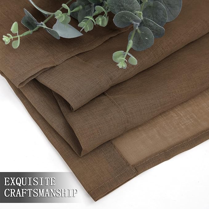 Tollpiz Short Sheer Curtains Linen Textured Living Room Curtain Sheers Light - Image 7