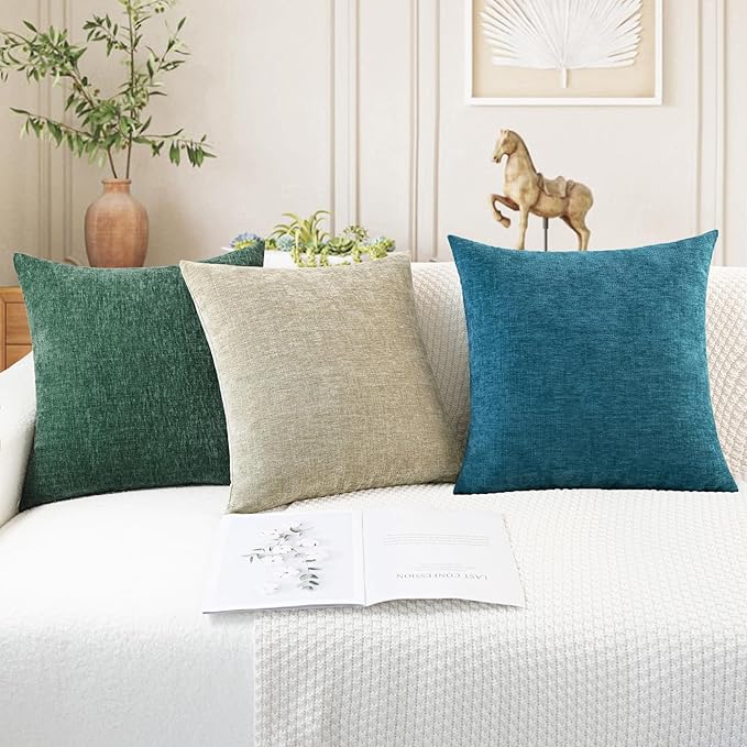 CaliTime Throw Pillow Covers Decorative 26 X 26 Inches Pack of 2 Cozy Chenille - Image 5