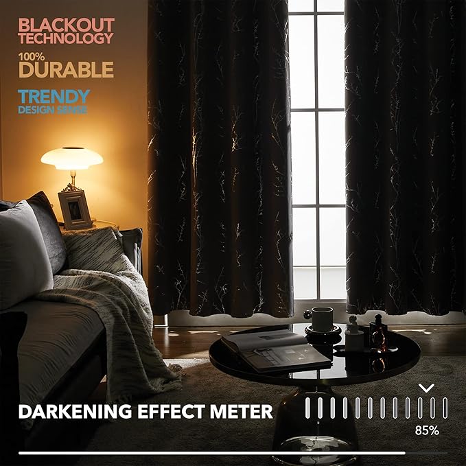 Deconovo Grey Blackout Curtains, Thermal Insulated Soundproof Drapes, 52 x 63 - Image 5