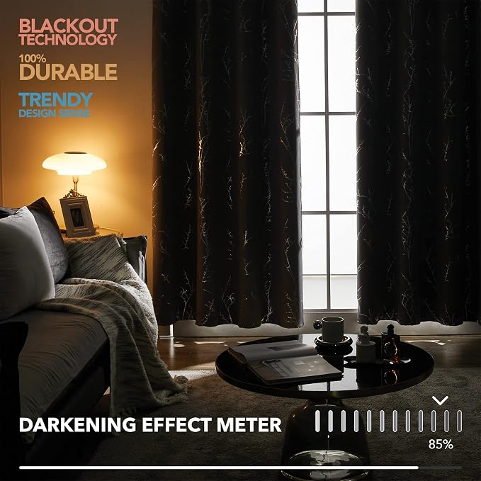 Deconovo Grey Blackout Curtains, Thermal Insulated Soundproof Drapes, 42 x 84 - Image 5