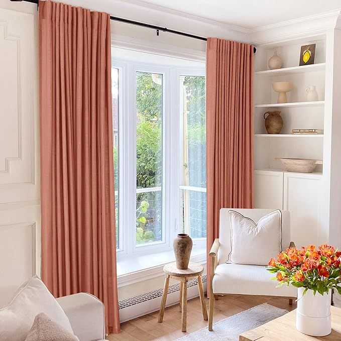 90 inch Linen Terracotta Curtains 2 Panels - Image 7