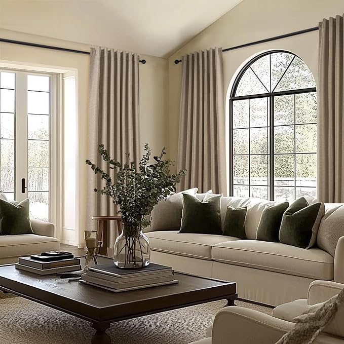 Topfinel Extra Long Total Blackout Linen Curtains 108 Inches Long - Image 2