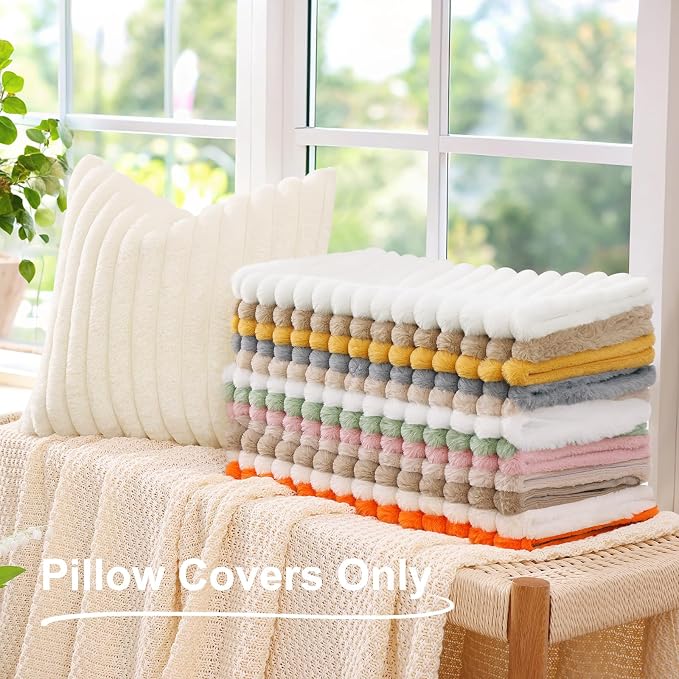 decorUhome Cozy Faux Fur Throw Pillow Covers 18x18 Set of 2 Decorative Soft - Image 7