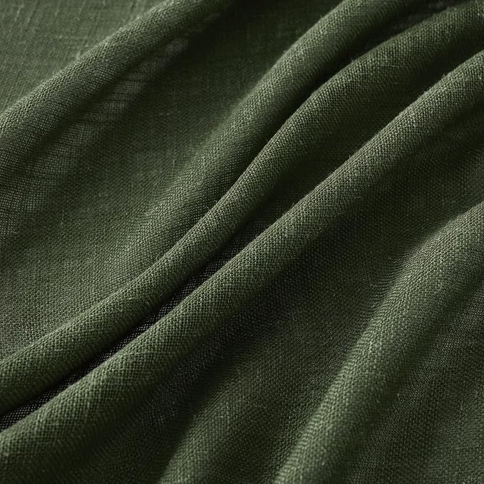 MIULEE Olive Green Linen Curtains 90 Inch Long - Image 4
