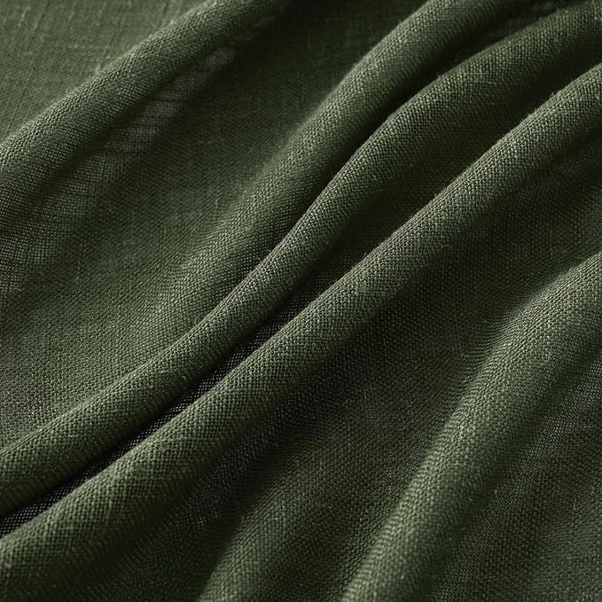 MIULEE Olive Green Linen Curtains 63 Inch Length 2 Panels - Image 4