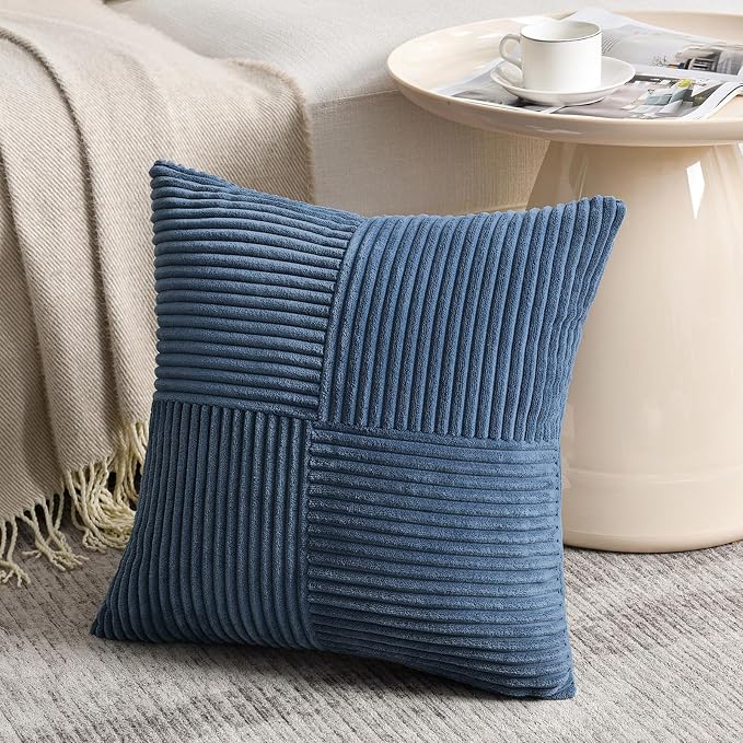 Fancy Homi 2 Packs Dusty Blue Euro Decorative Throw Pillow Covers 26x26 Inch - Image 2