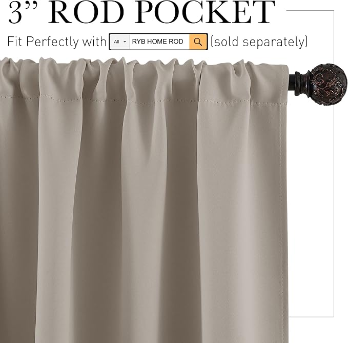 RYB HOME Short Blackout Curtains - Image 2