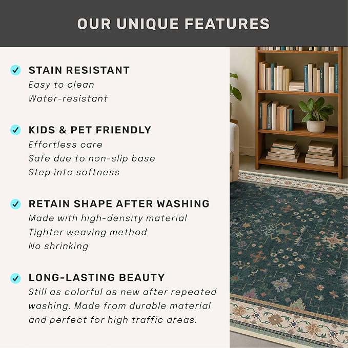 Hazo Haus Dark Green Kitchen Rug 10 ft Long - Image 7