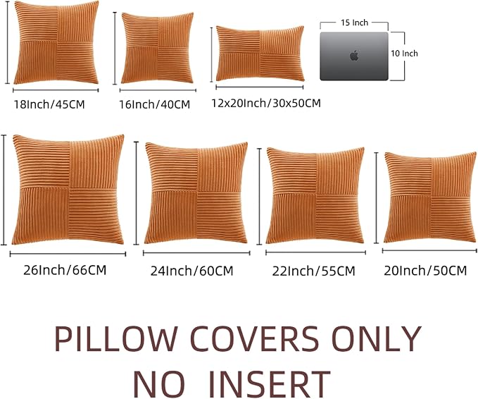 Fancy Homi 2 Packs Burnt Orange Big Decorative Throw Pillow Covers 24x24 Inch - Image 6