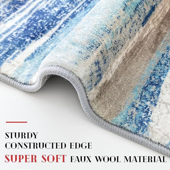 Lansny Modern Abstract 5x7 Machine Washable Area Rug Non-Slip Soft Bedroom - Image 5